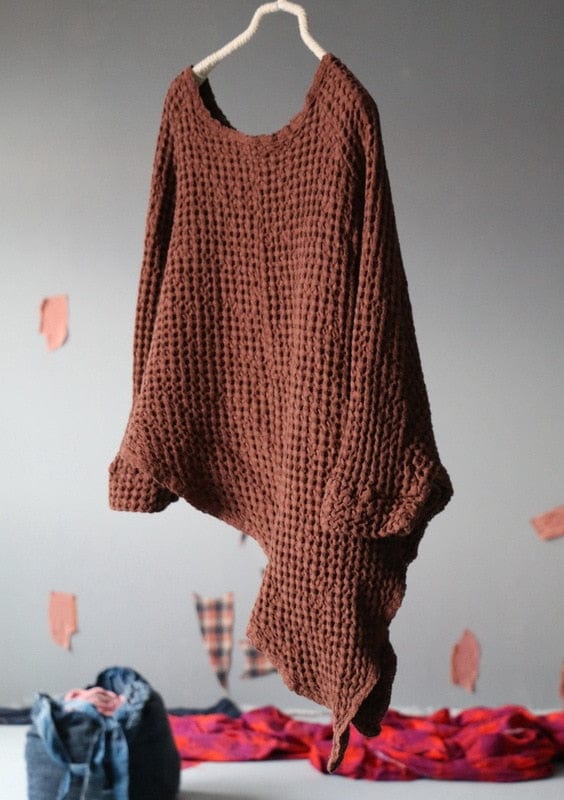 Buddhatrends Brown / One Size Vintage Irregular Linen Cape