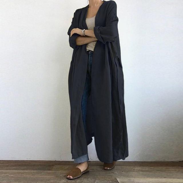 Buddhatrends Cardigans Navy / XXXL Vintage Casual Long Cardigan