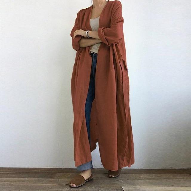 Buddhatrends Cardigans Orange / 4XL Vintage Casual Long Cardigan