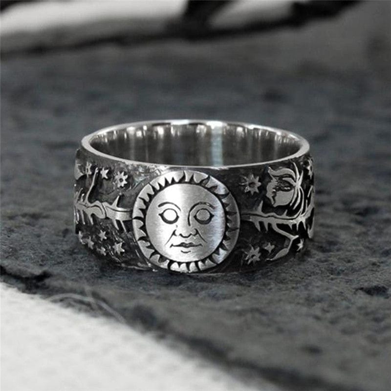 Buddhatrends Carved Sun & Moon Ring