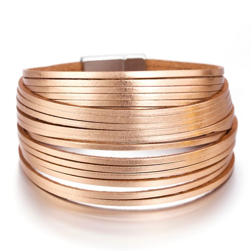 Buddhatrends champagne Boho Multilayer Mint Leather Bracelet