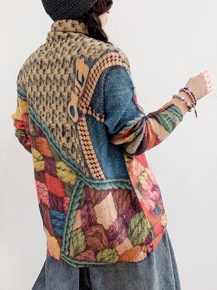 Buddhatrends Cheerful Loose Turtleneck Sweater