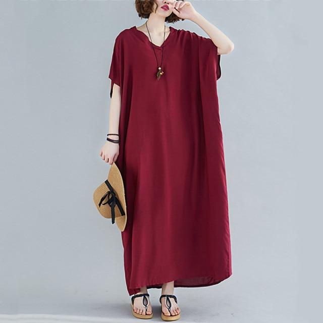 Buddhatrends Claret / One Size Diana Solid Kaftan