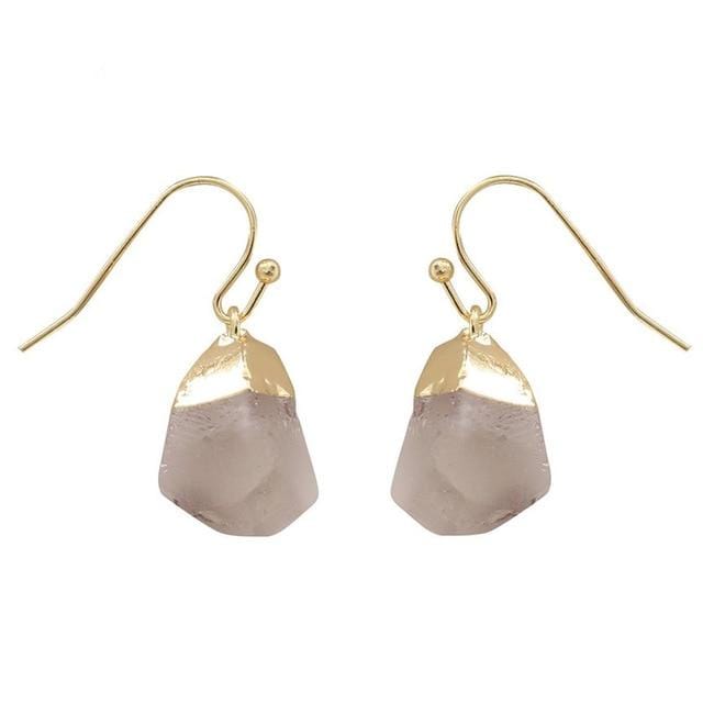 Buddhatrends Clear Quartz Healing Quartz Nuggets Dangle Earrings