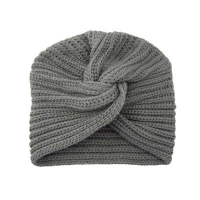 Buddhatrends Dark Gray Bohemian Knitted Cross Wrap Hat