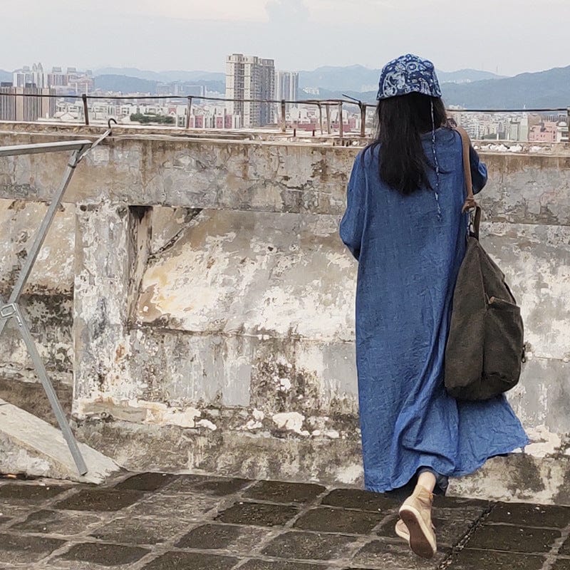 Buddhatrends Denim Dress Alice Long Sleeve Denim Dress