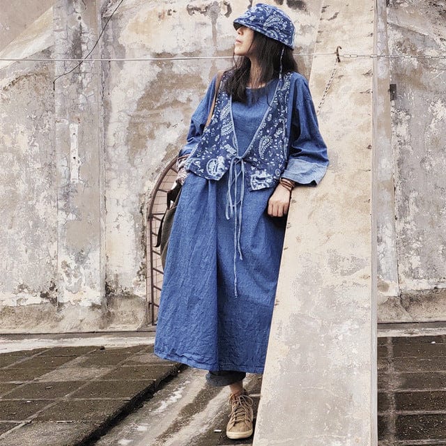 Buddhatrends Denim Dress Alice Long Sleeve Denim Dress