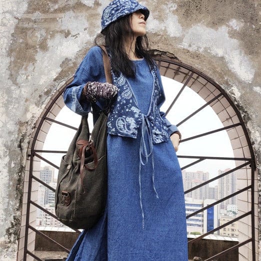 Buddhatrends Denim Dress Alice Long Sleeve Denim Dress