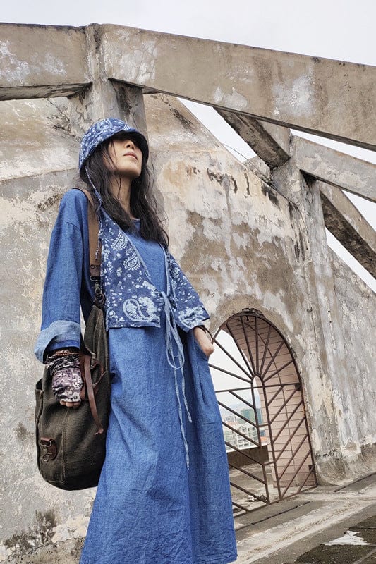Buddhatrends Denim Dress Alice Long Sleeve Denim Dress