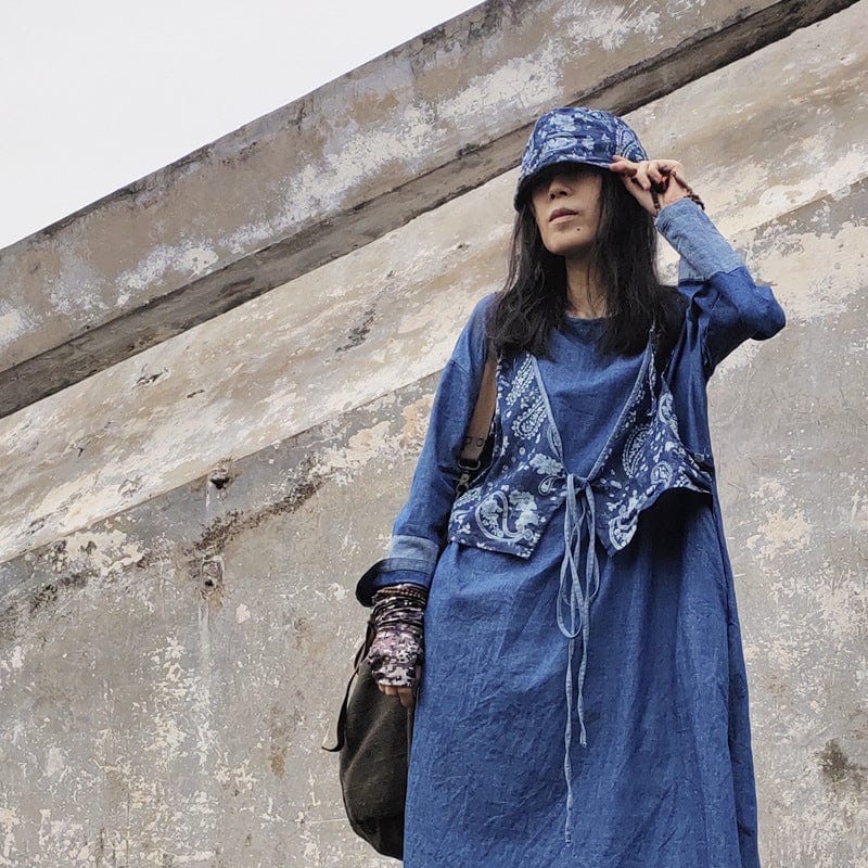 Buddhatrends Denim Dress Alice Long Sleeve Denim Dress