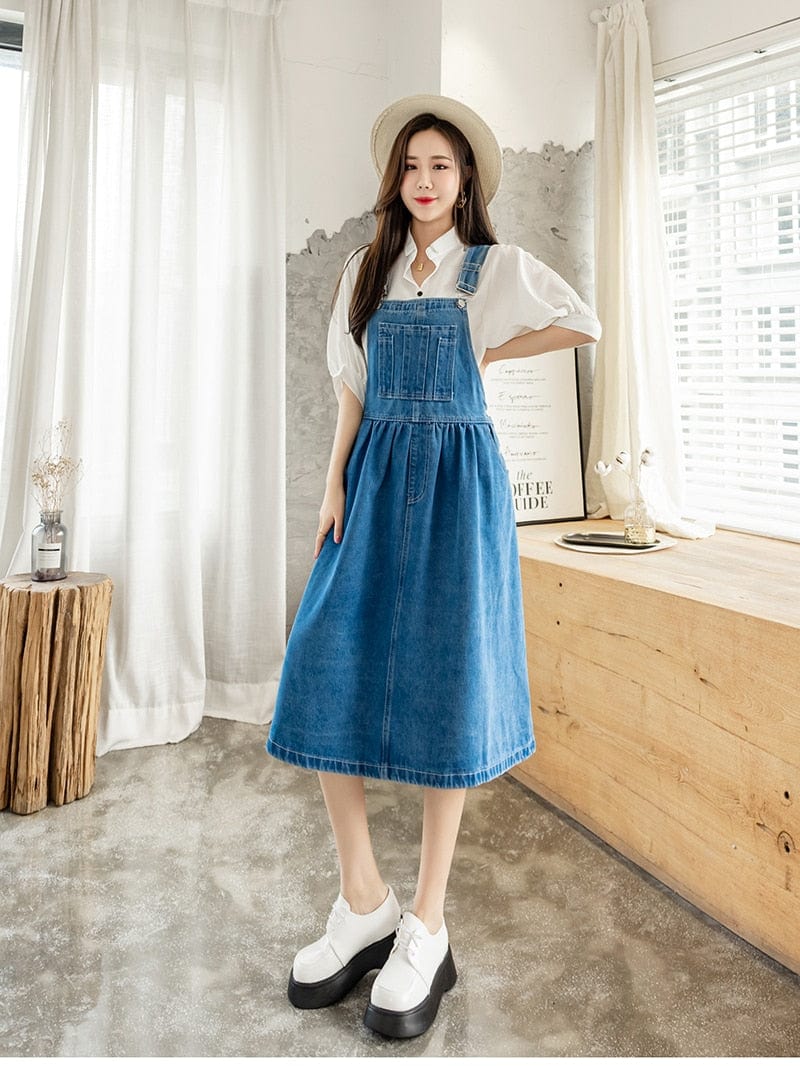 Buddhatrends Denim Sleeveless A-Line Tank Dress