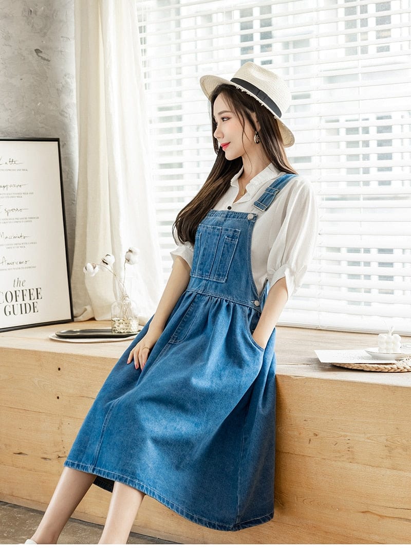 Buddhatrends Denim Sleeveless A-Line Tank Dress