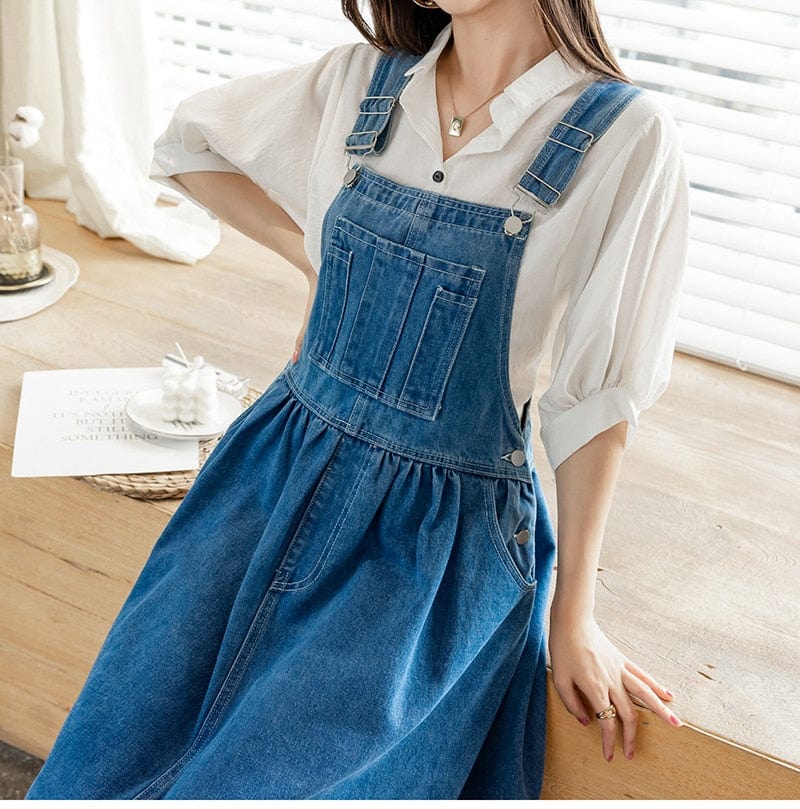 Buddhatrends Denim Sleeveless A-Line Tank Dress