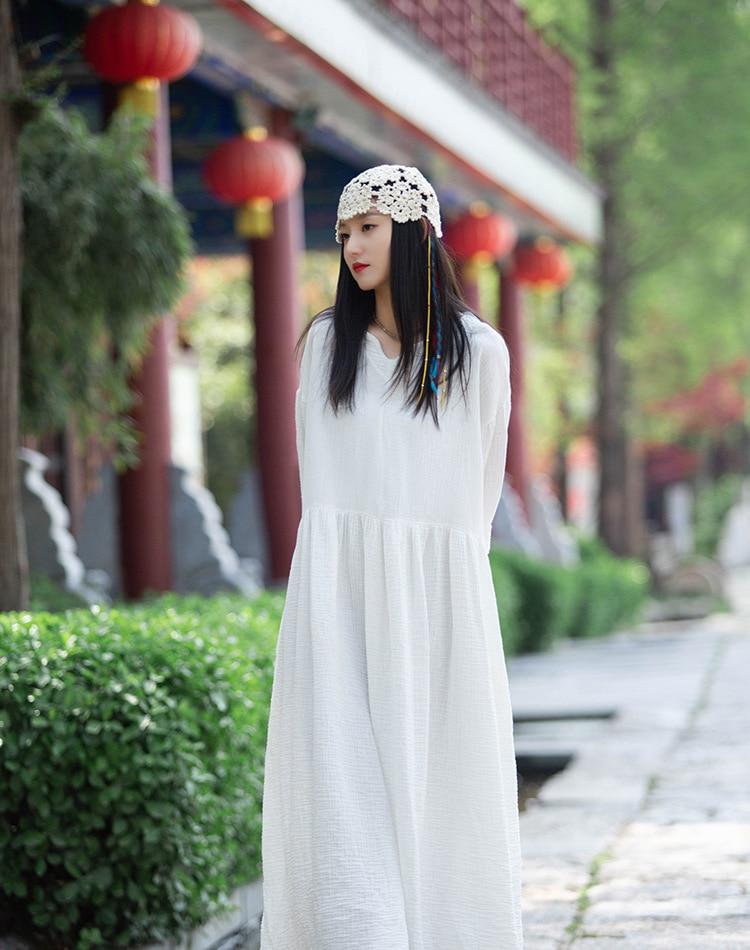Buddhatrends Dress Anaya Cotton Linen Vintage Dresses | Lotus