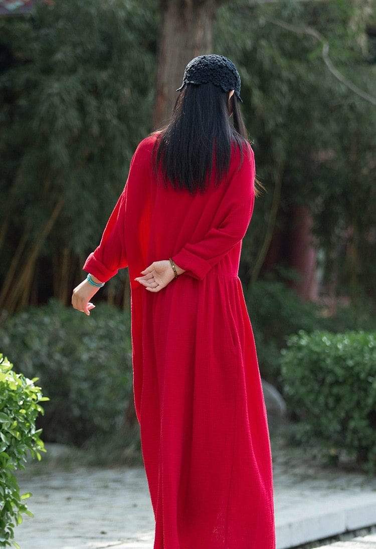 Buddhatrends Dress Anaya Cotton Linen Vintage Dresses | Lotus