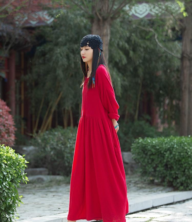 Buddhatrends Dress Anaya Cotton Linen Vintage Dresses | Lotus
