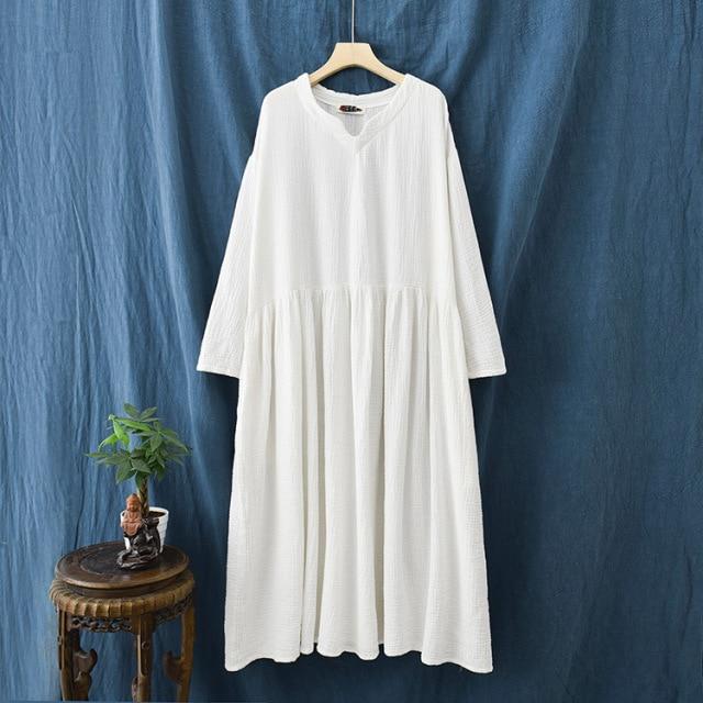 Buddhatrends Dress Anaya Cotton Linen Vintage Dresses | Lotus