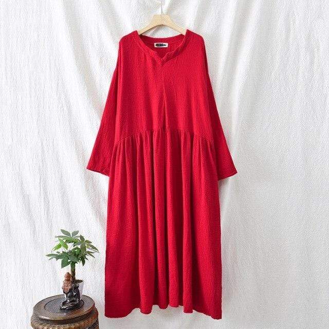 Buddhatrends Dress Anaya Cotton Linen Vintage Dresses | Lotus