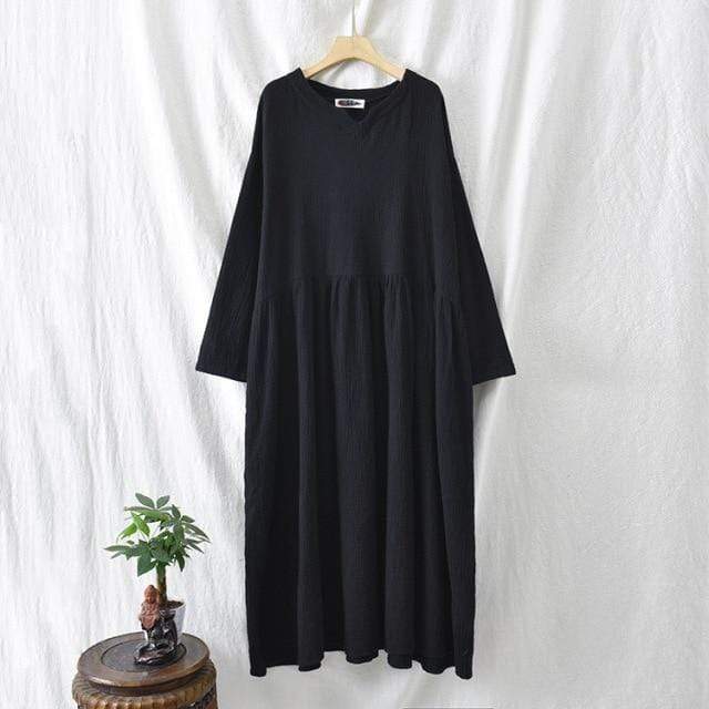 Buddhatrends Dress Anaya Cotton Linen Vintage Dresses | Lotus