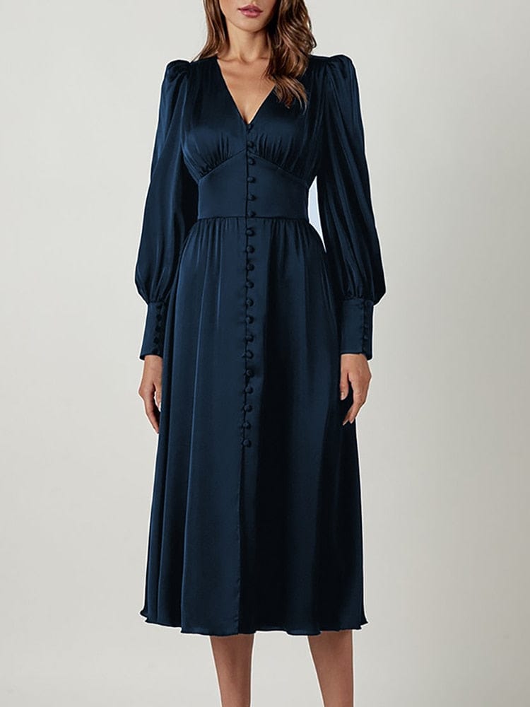 Buddhatrends Dress Deep Blue / XS Maliyah Elegant Midi Dress