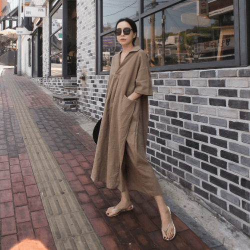 Buddhatrends Dress Yoko Cotton Linen Blouse Dress