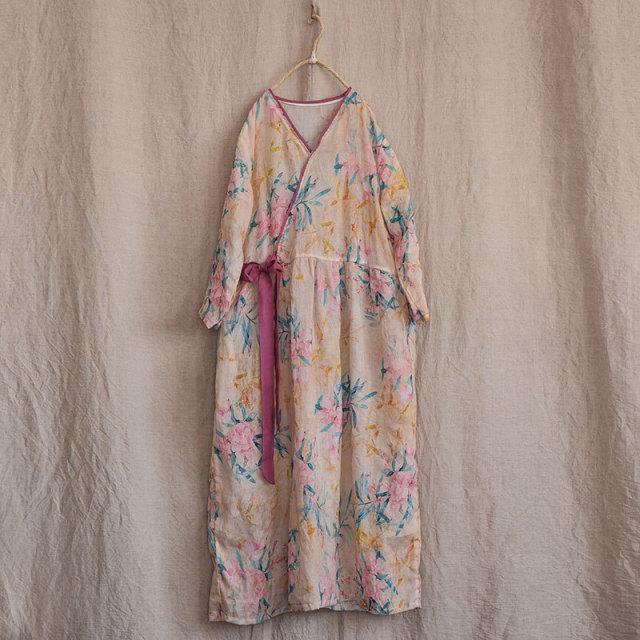 Buddhatrends Dress Zen Flower Oversized Ramie Dress | Zen