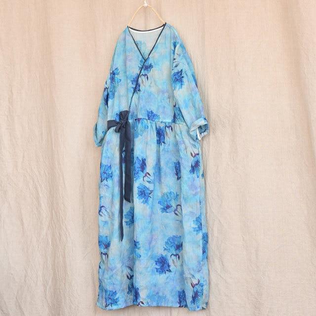 Buddhatrends Dress Zen Flower Oversized Ramie Dress | Zen