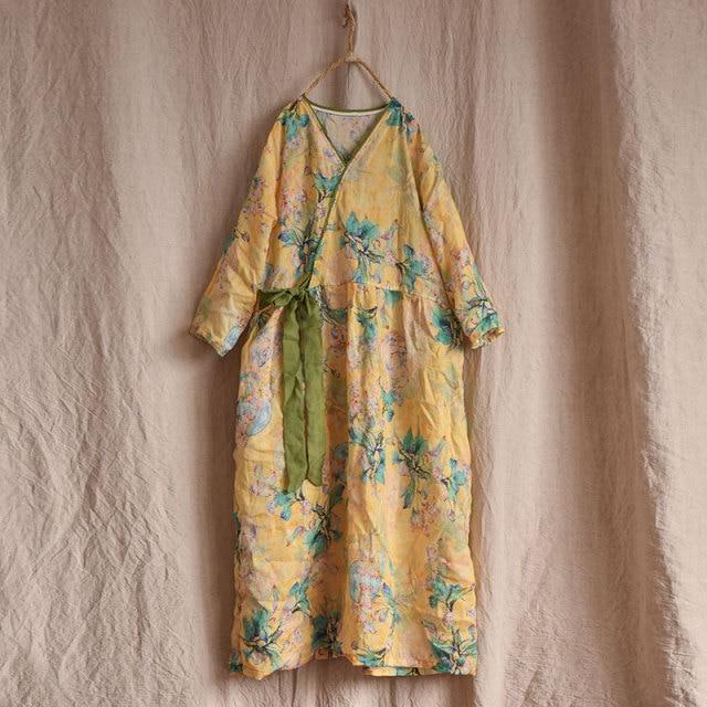 Buddhatrends Dress Zen Flower Oversized Ramie Dress | Zen