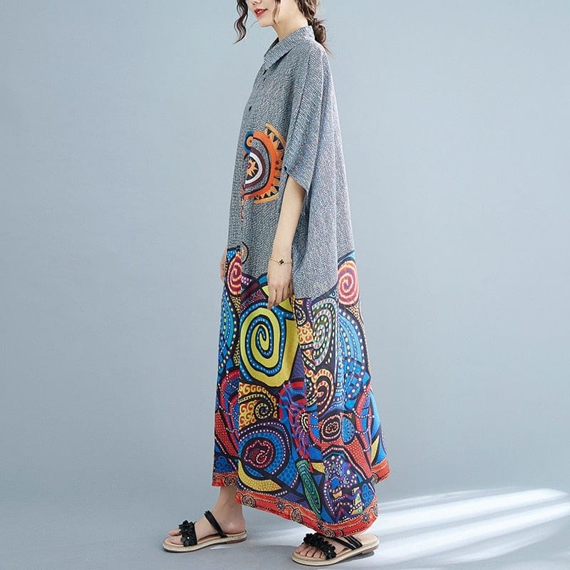 Buddhatrends Dresses Manny oversized Floral Shirt Dress