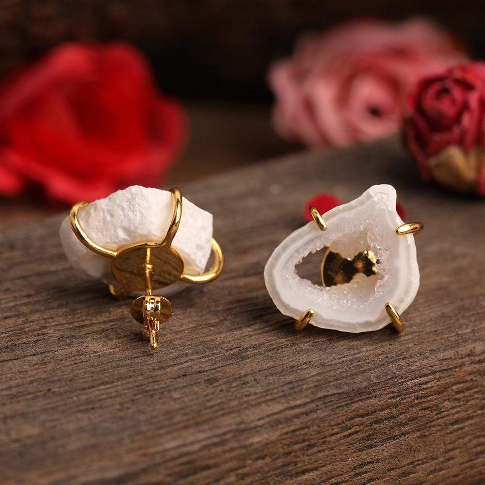 Buddhatrends Earrings Geode Natural White Earrings