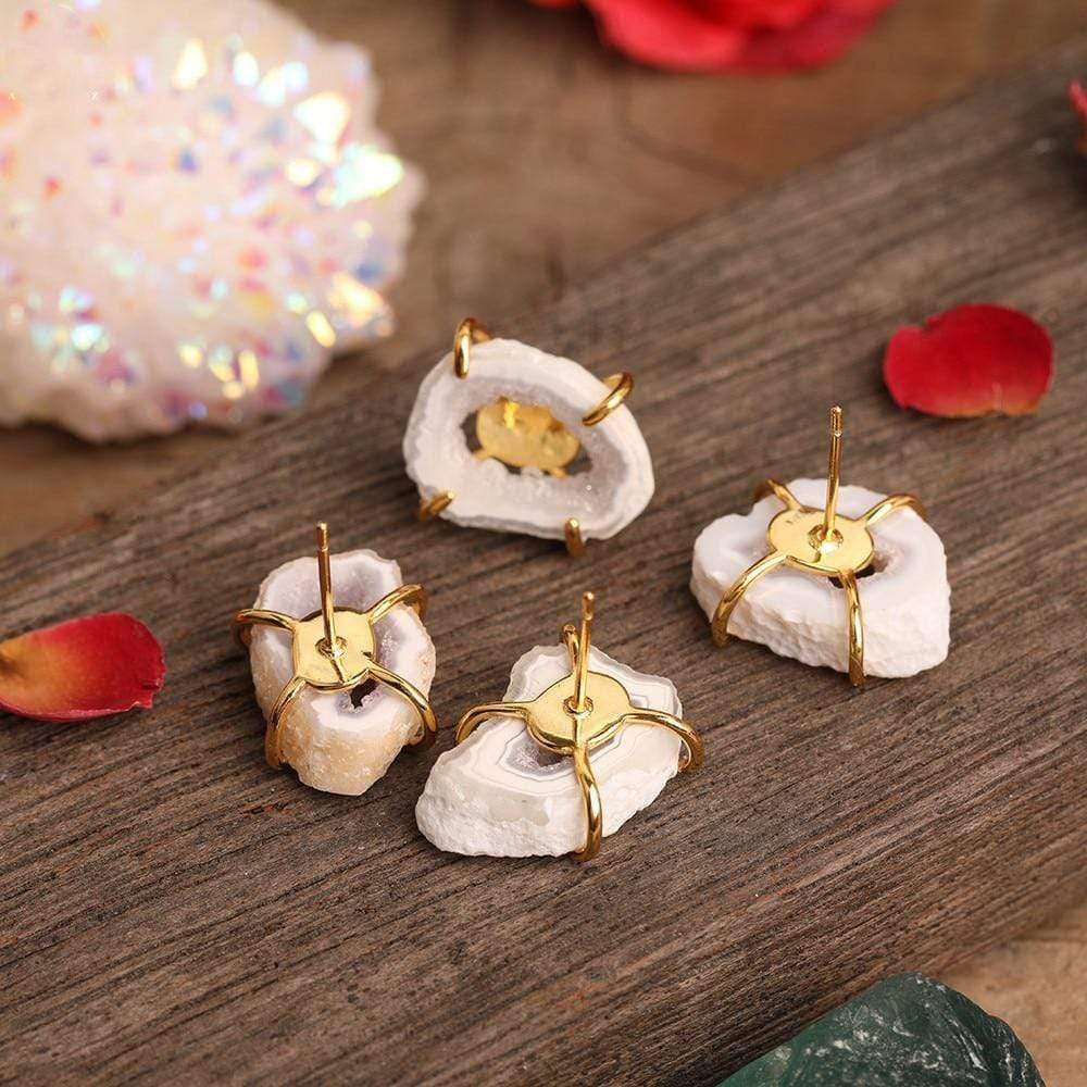 Buddhatrends Earrings Geode Natural White Earrings