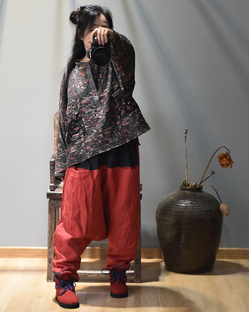 Buddhatrends Floral Cotton and Linen Blouse