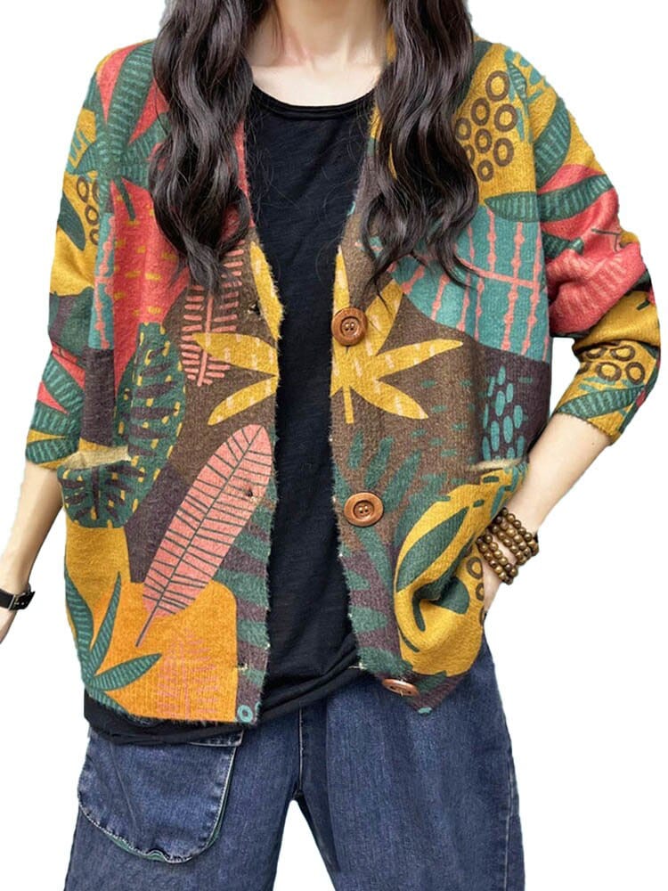 Buddhatrends Floral Knitwear Printed Cardigan