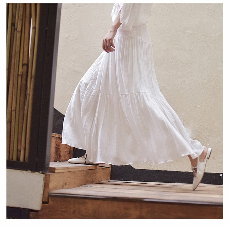 Buddhatrends Flowy High Waist Cotton Linen Skirt