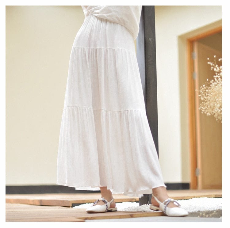 Buddhatrends Flowy High Waist Cotton Linen Skirt