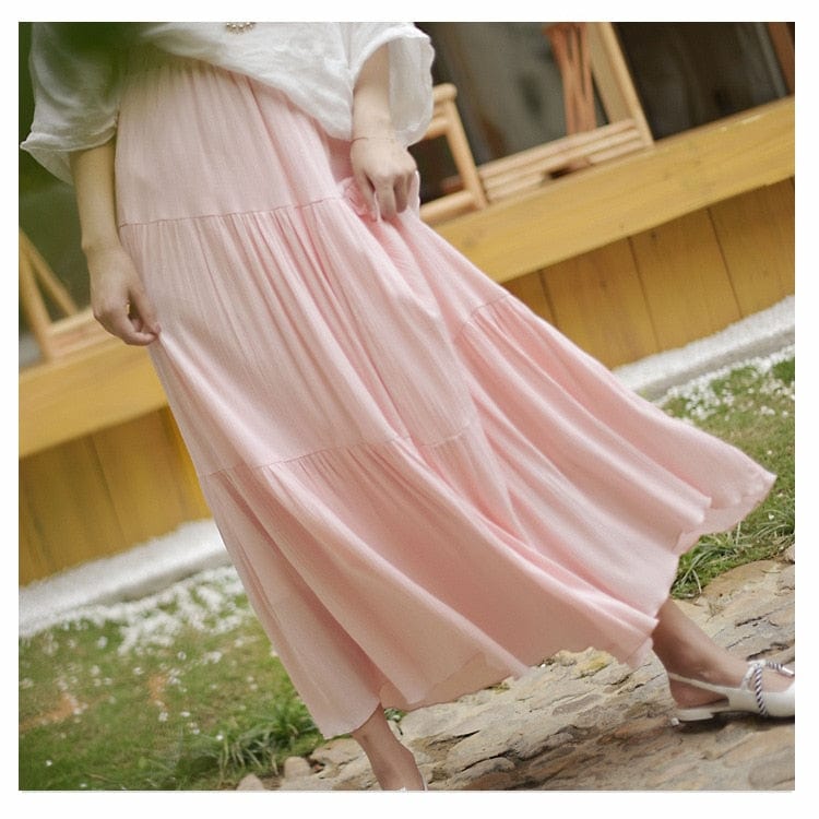 Buddhatrends Flowy High Waist Cotton Linen Skirt