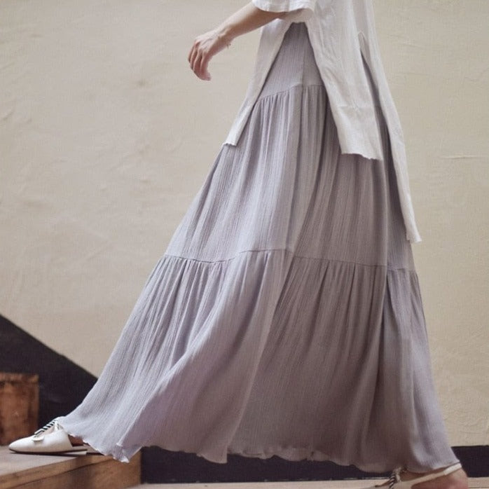Buddhatrends Flowy High Waist Cotton Linen Skirt