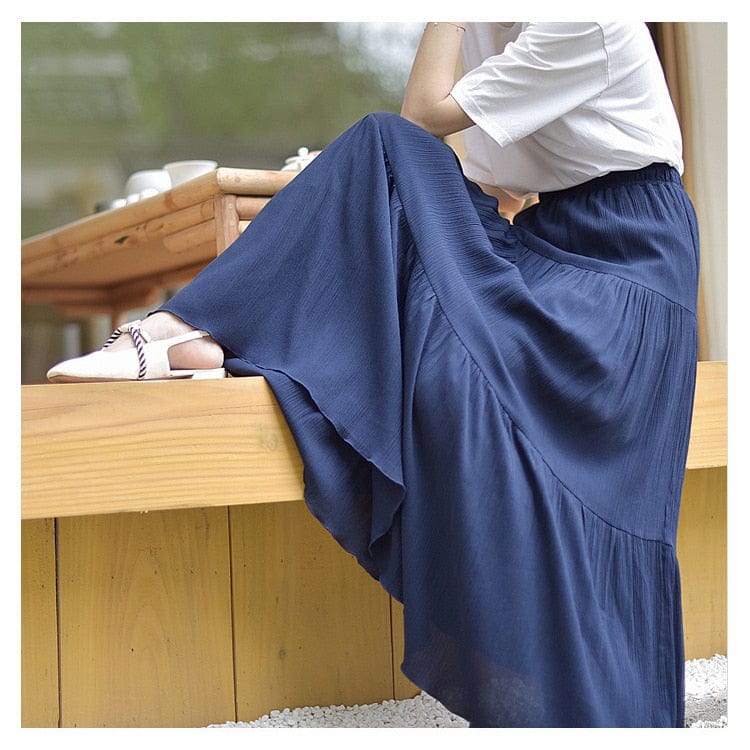 Buddhatrends Flowy High Waist Cotton Linen Skirt
