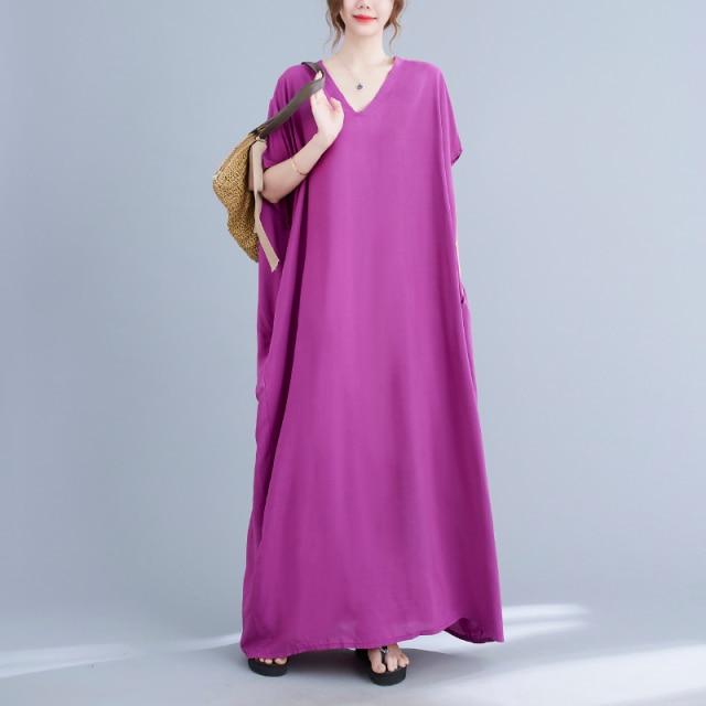 Buddhatrends Fuchsia / One Size Diana Solid Kaftan