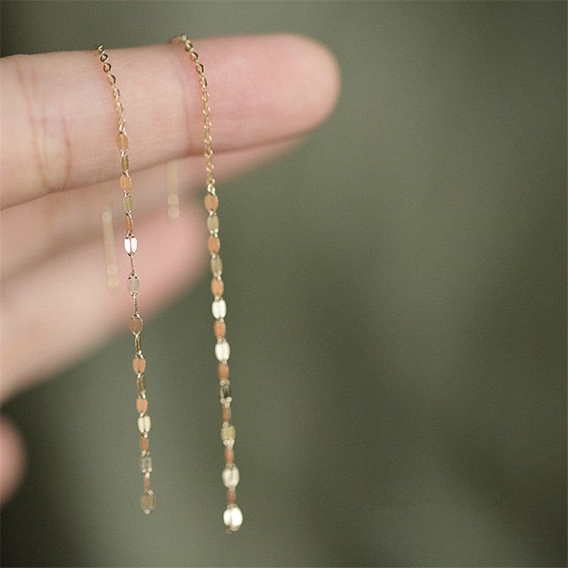 Buddhatrends Geometric 925 Sterling Silver Threader Earrings