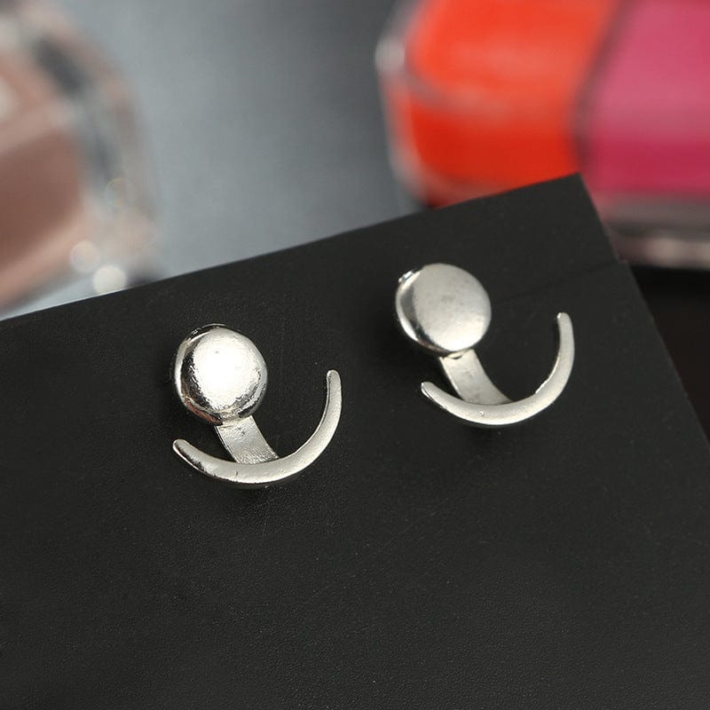 Buddhatrends Geometric Round Moon Earrings