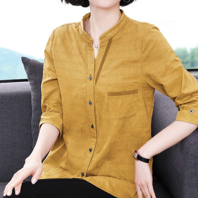 Buddhatrends Ginger / M Narda Cotton Linen 3/4 Sleeve Top