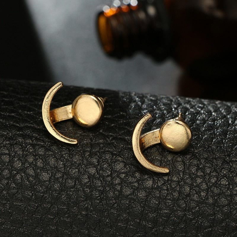 Buddhatrends Geometric Round Moon Earrings