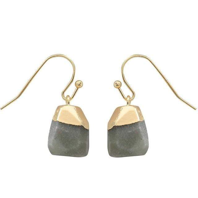 Buddhatrends Green Aventurine Healing Quartz Nuggets Dangle Earrings