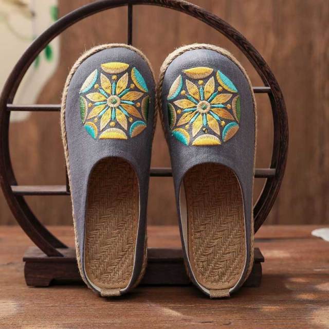 Buddhatrends Grey / 11 Fleur De Vie Hemp & Cotton Shoes