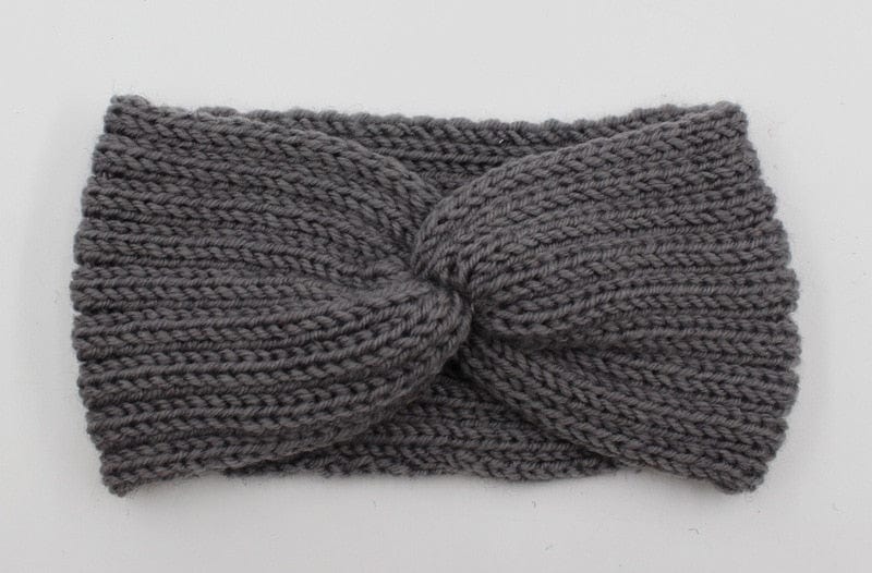 Buddhatrends Grey Ear Knitted Knot Headband