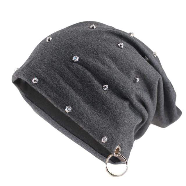 Buddhatrends Grey Oculus Studded Beanie Hat