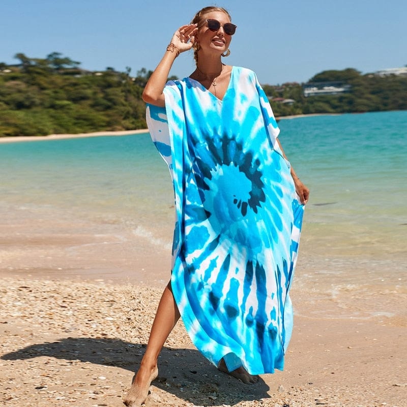 Buddhatrends Haily V-Neck Tie Dye Print Dress