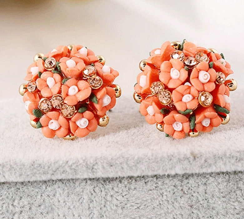 Buddhatrends Handmade Ceramic Flower Stud Earrings