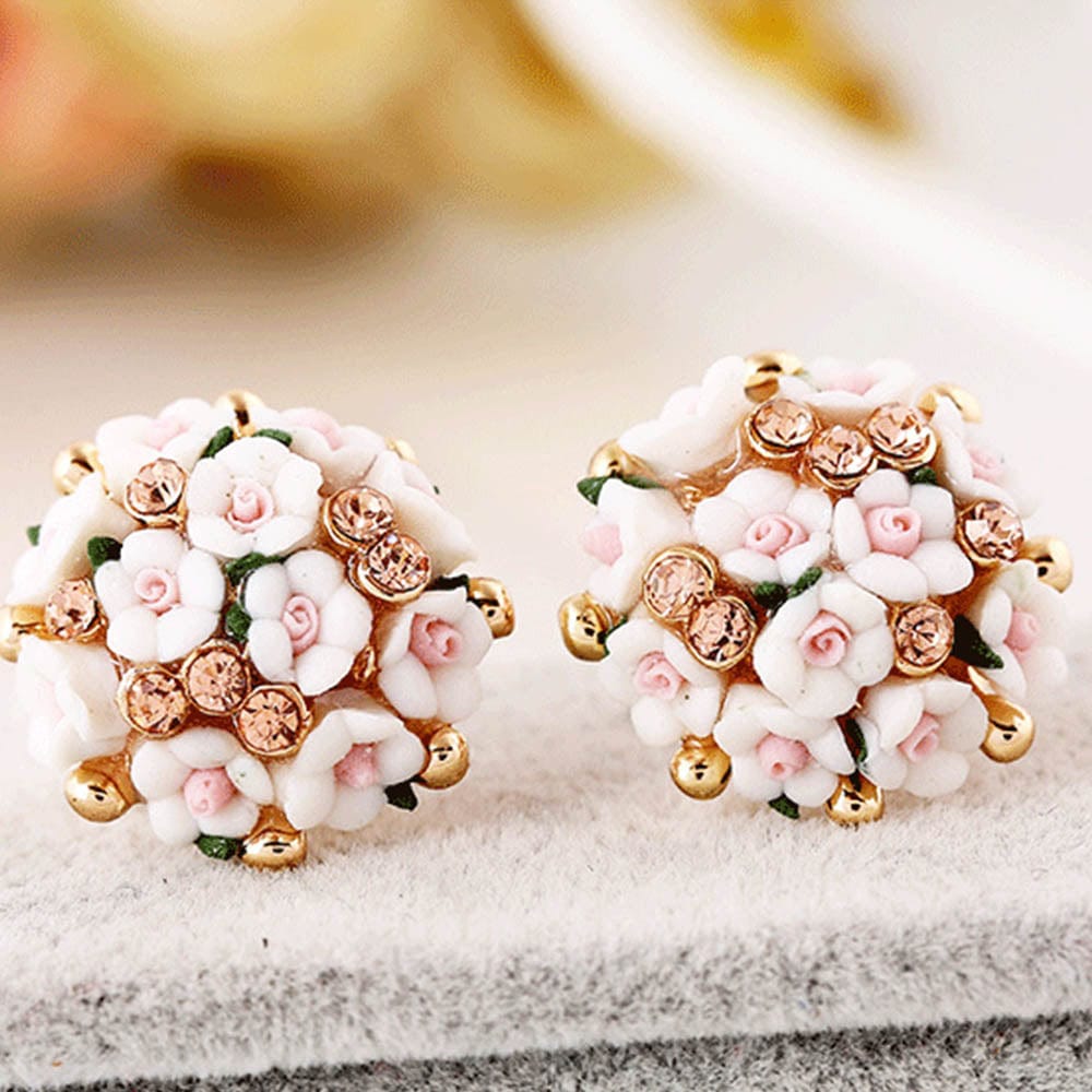 Buddhatrends Handmade Ceramic Flower Stud Earrings
